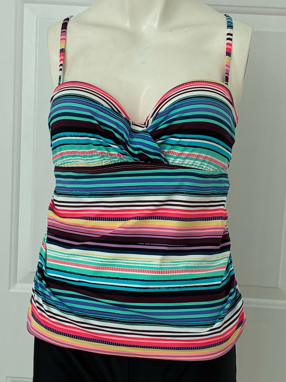 Apt 9 Twist Front Striped Tankini Top NWOT Size Large 12-14